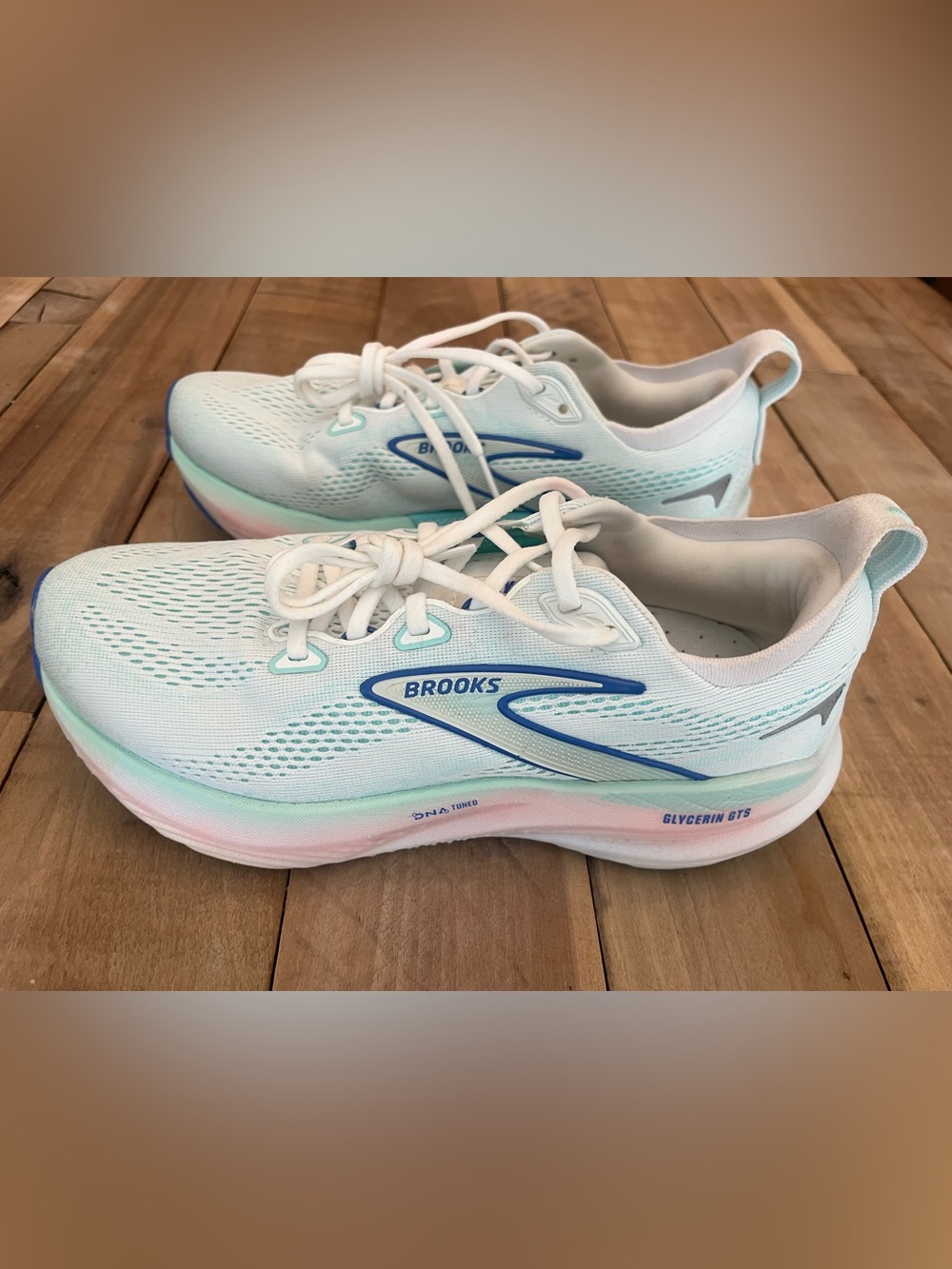 Brooks Glycerin GTS 22 Limpet Shell Amparo Blue W Running Shoes Size 8.5D (Wide) - Picture 2 of 14